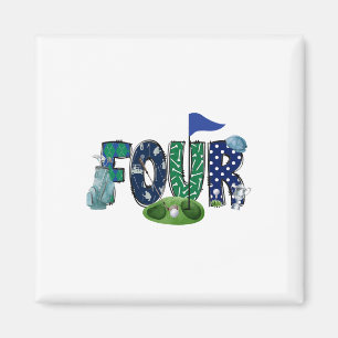 4th Birthday Golf Theme Party Golf Girl Boy Birthd Magnet