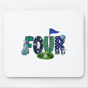 4th Birthday Golf Theme Party Golf Girl Boy Birthd Mouse Pad