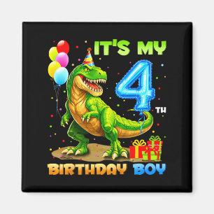 4th birthday happy 4 year t-rex shirt boys funny magnet