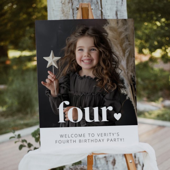 4th Birthday Heart Photo Welcome Sign (Creator Uploaded)