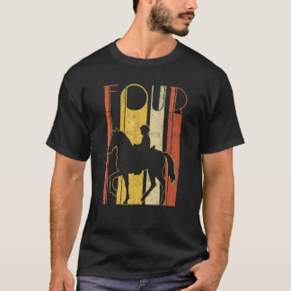 4th Birthday Horse Rider Sport Boys Retro Born In T-Shirt