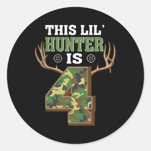 4th Birthday Hunting Deer 4 Year Old Hunter 1 Classic Round Sticker