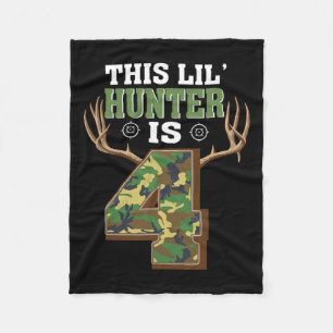 4th Birthday Hunting Deer 4 Year Old Hunter Fleece Blanket