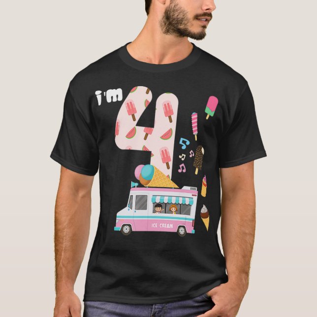 4th Birthday Ice Cream Truck Crew Im 4 Party Ice C T-Shirt (Front)