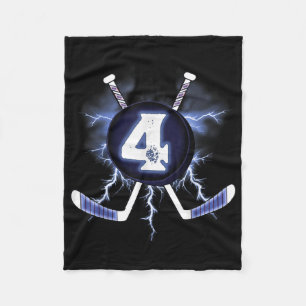 4th Birthday - Ice Hockey Sport 4 Years Old Fleece Blanket