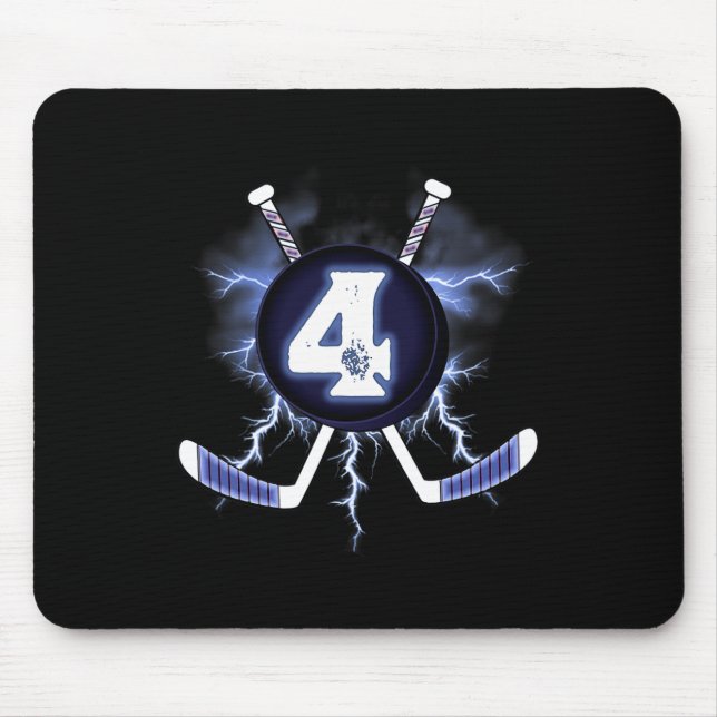 4th Birthday - Ice Hockey sport 4 years old  Mouse Pad (Front)