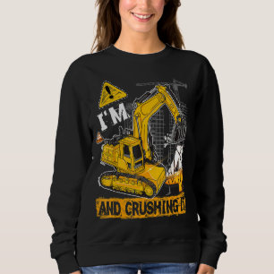 4th Birthday I'm 4 And Crushing It Construction Bi Sweatshirt