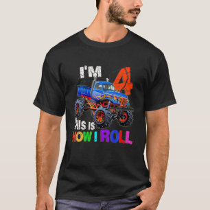 4Th Birthday I'm 4 This Is How I Roll Truck Lovers T-Shirt