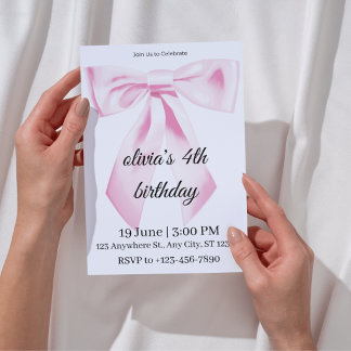 4th Birthday Invitation girl