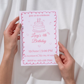 4th Birthday Invitation girl