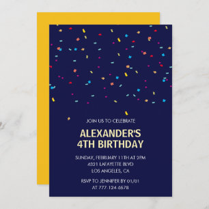 4th birthday invitations Boy Confetti Modern