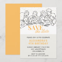 4th birthday invitations Save the date Lunch
