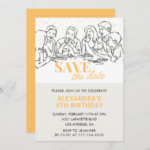 4th birthday invitations Save the date Lunch