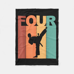 4th Birthday Karate Taekwondo Theme 4 Year Old Fleece Blanket