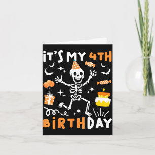 4th birthday kids funny skeleton 4th birthday card