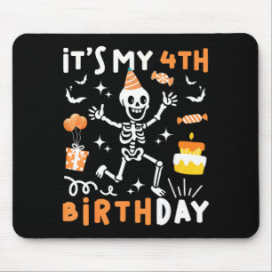 4th Birthday Kids Funny Skeleton 4th Birthday Mouse Pad