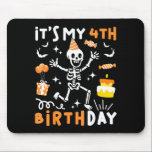 4th birthday kids funny skeleton 4th birthday mouse pad<br><div class="desc">4th birthday kids funny skeleton 4th birthday halloween boys</div>