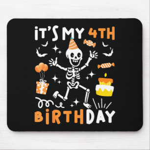4th birthday kids funny skeleton 4th birthday mouse pad