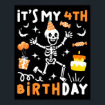 4th birthday kids funny skeleton 4th birthday poster<br><div class="desc">4th birthday kids funny skeleton 4th birthday halloween boys  - Poster .A refined design with minimal elements. This product reflects a modern visual tone. A refined visual approach with simplicity. The artwork reflects a simple and timeless style.</div>