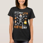 4th birthday kids funny skeleton 4th birthday T-Shirt<br><div class="desc">4th birthday kids funny skeleton 4th birthday halloween boys  | Women's T-shirt .Women's T-shirt A clean aesthetic designed for everyday appeal. A minimal visual style with lasting appeal. This product emphasizes simplicity and balance.</div>