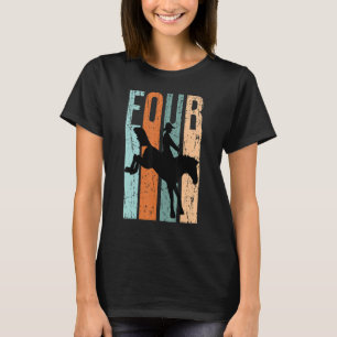 4th Birthday Kids Retro Rodeo Horse Lovers Cowboys T-Shirt