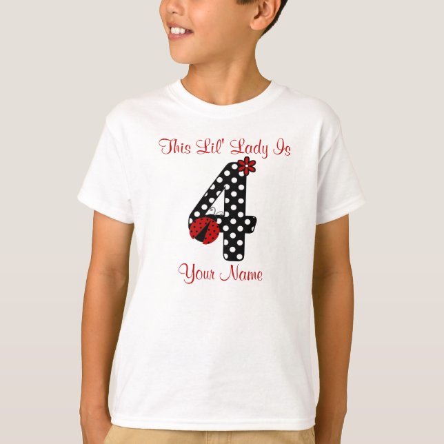 4th Birthday Ladybug Personalised T-shirt (Front)