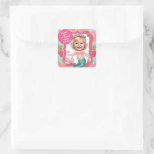 4th Birthday Mermaid-Themed Celebration  Square Sticker
