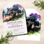 4th Birthday Monster Truck Smash Crash Kids Invitation<br><div class="desc">4th Birthday Monster Truck Smash Crash Kids Invitation Invite Printable Instant Download Digital Einvitation Evite features a watercolor monster truck driving through the dirt with the text "Smash and Crash it's a monster truck bash" in modern typography script. Perfect for kids fourth birthday party celebrations. Send in the mail or...</div>