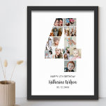 4th Birthday Number 4 Photo Collage Custom Picture Poster<br><div class="desc">Celebrate your little one's milestone 4th birthday with this personalised number 4 photo collage poster. This customisable gift is a perfect way to display precious memories from your baby's fourth year. The poster features a collage of photos capturing those special moments, and it can be customised with your child's name...</div>