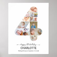 4th Birthday Number 4 Photo Collage Custom Picture