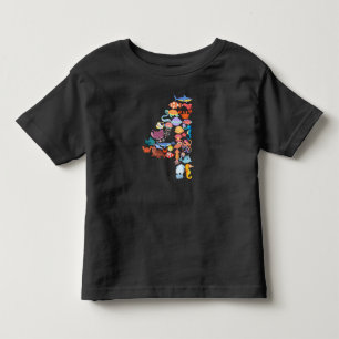 4th Birthday Ocean Sea Animals Theme 4 Years Old Toddler T-Shirt