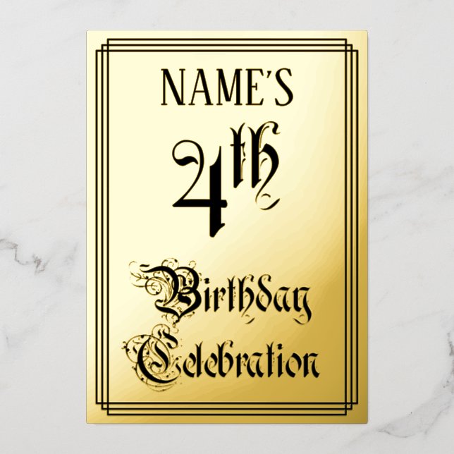4th Birthday Party — Elegant Script + Custom Name (Front)