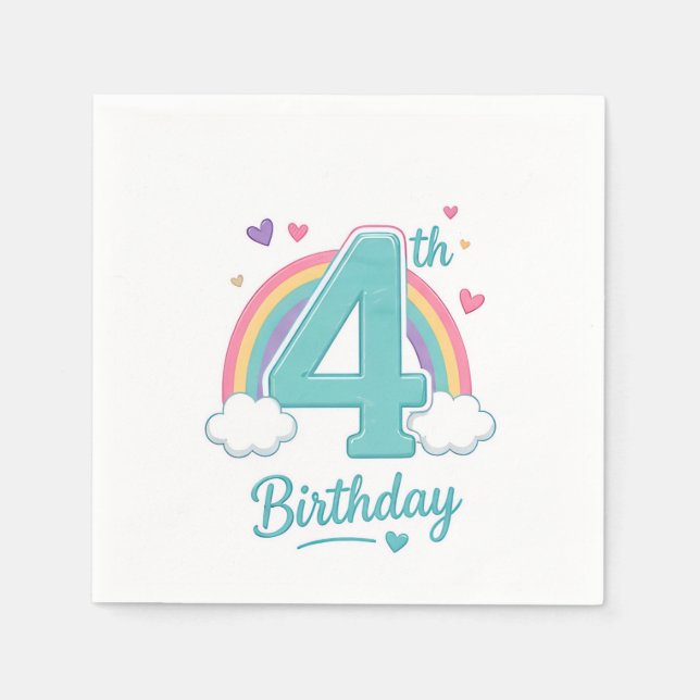 4th Birthday Party Napkins (Front)