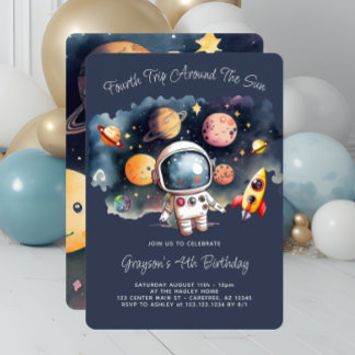 4th Birthday Party Outerspace Planets Invitation