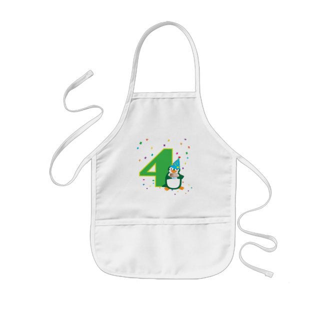 4th Birthday Penguin Apron (Front)