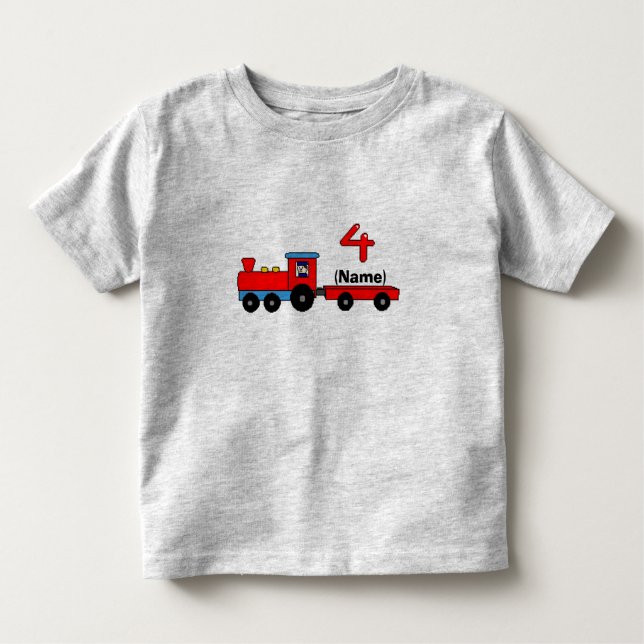 4th Birthday Personalised Train T-Shirt (Front)