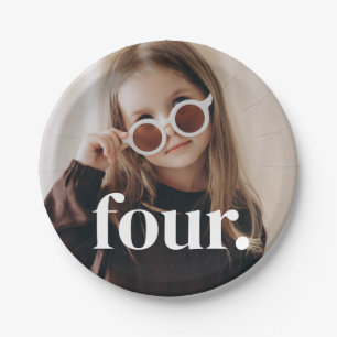 4th Birthday Photo - four Paper Plate