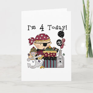 4th Birthday Pirate Tshirts and Gifts Card