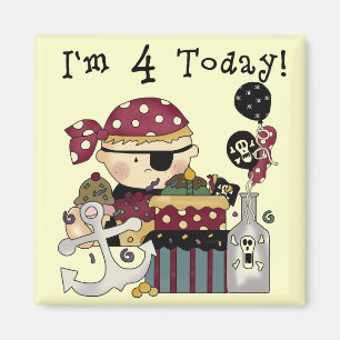 4th Birthday Pirate Tshirts and Gifts Magnet