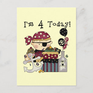 4th Birthday Pirate Tshirts and Gifts Postcard