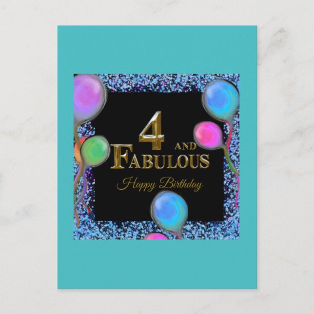 4th  Birthday  Postcard (Front)