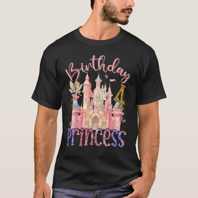 4th Birthday Princess Fairy 4 Years Old Fairytale  T-Shirt (Front)