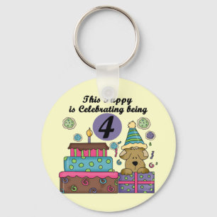 4th Birthday Puppy T-shirts and Gifts Key Ring