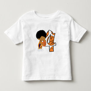 4th Birthday Purple and Orange Basketball Player Toddler T-Shirt