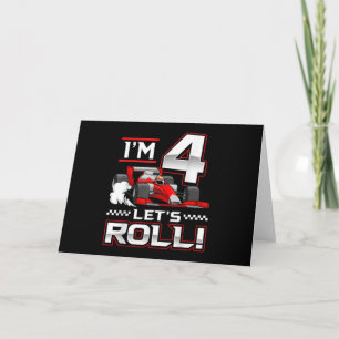 4th Birthday Race Car 4 Year Old Let's Roll Invitation
