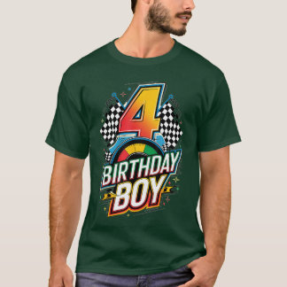 4th Birthday Racing 4th Birthday Race 4yr Year Old T-Shirt