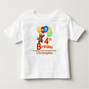 4th Birthday Regal Teddy Beary Custom Name Toddler T-Shirt