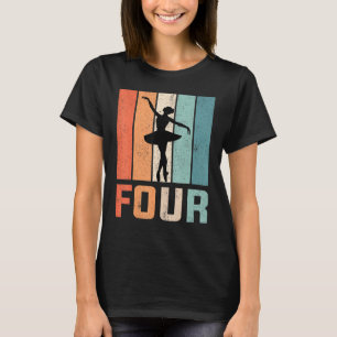 4th Birthday Retro Ballet Dancer Ballerina Girls 4 T-Shirt