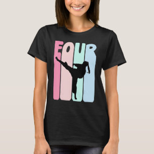 4th Birthday Retro Karate Taekwondo Girls 4 Years  T-Shirt