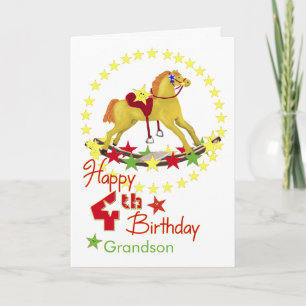 4th Birthday Rocking Horse Stars Card